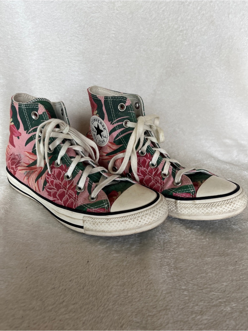 Converse All Star High Top Sneakers in Pink Jungle Print